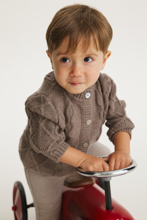 Băieți - Cardigan Nostalgia Walnut din lână merinos