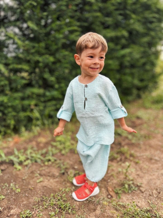 Sale - Pantaloni Nor Bleu din muselină