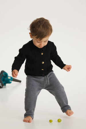 Salopete și pantaloni - Pantaloni Raluca Gri din lână merinos