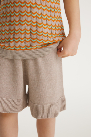 Vara - Pantaloni Tricotați Roona Bej din Vâscoză și Merino