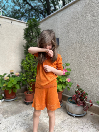Pantaloni Tricotați Roona Portocalii din Vâscoză și Merino [2]