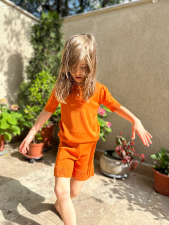 Pantaloni Tricotați Roona Portocalii din Vâscoză și Merino [1]