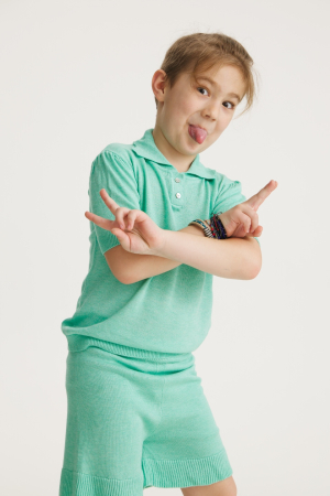 Vara - Pantaloni Tricotați Roona Turcoaz din Vâscoză și Merino