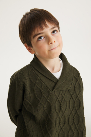 Băieți - Pulover Victor Kaki din lână merinos