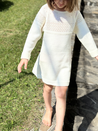 Rochițe - Rochița Briana Albă din lână merinos