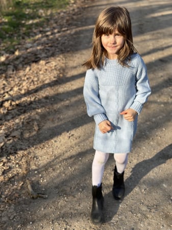 Rochița Iris Bleu din lână merinos [4]