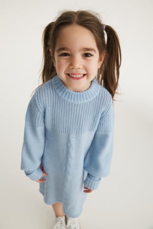 Rochițe - Dress Iris in Blue merino wool and tencel blend