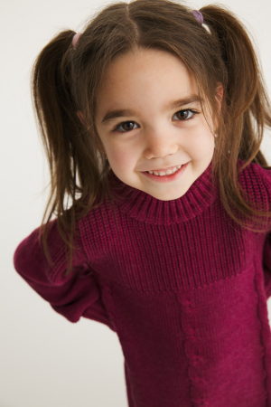 Rochițe - Dress Iris in Bordeaux merino wool and tencel blend