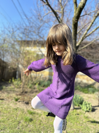 Rochițe - Rochița Iris Mov din lână merinos
