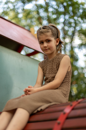 Girls - Dress Seashell 2.0 in Nude organic cotton