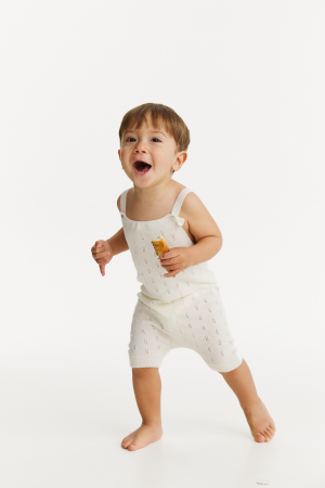 Overalls and pants - Overalls Baby B in White Viscose and Merino blend