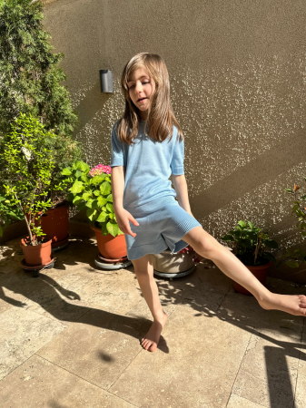 T-shirt Roona in Bleu Viscose and Merino blend [1]