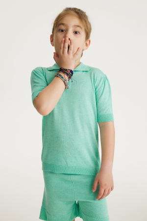 Tops - T-shirt Roona in Turquoise Viscose and Merino blend