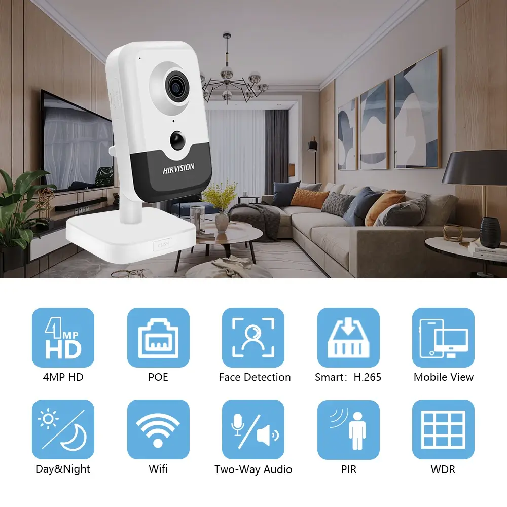 Camera de supraveghere IP 4.0MP cu lentila 2.8mm, audio bidirectional, conectivitate Wi-Fi, senzor PIR si card SD - HIKVISION [8]