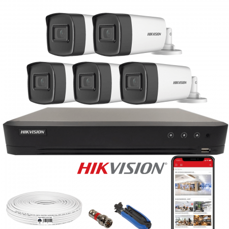 Camere supraveghere video TurboHD - Kit sistem supraveghere 5 camere 5Mpx IR