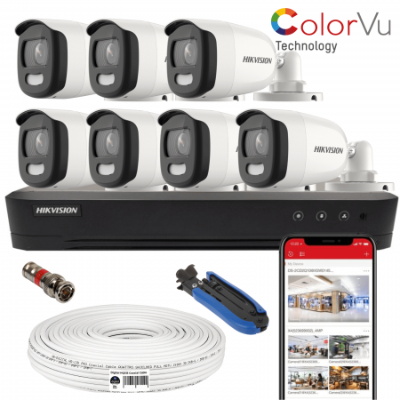 Camere supraveghere video TurboHD - Kit sistem supraveghere 7 camere 5Mpx ColorVu