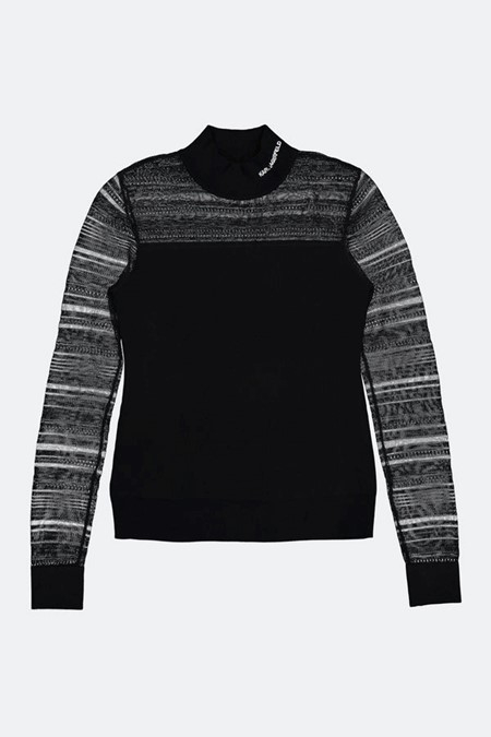 Pulover cu logo pe guler viscoza Karl Lagerfeld, negru, S [4]