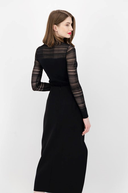 Pulover cu logo pe guler viscoza Karl Lagerfeld, negru, S [3]