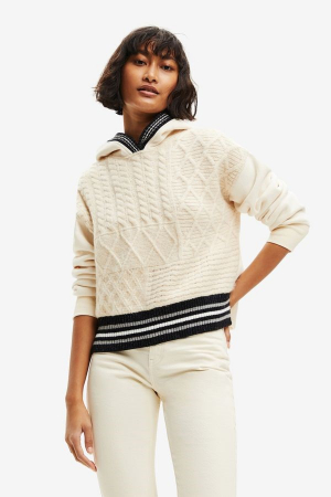 Femei - Hanorac cu model Desigual, alb, S