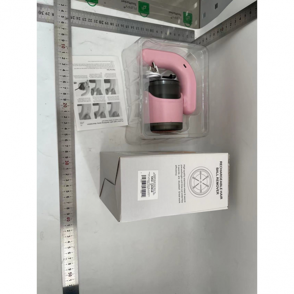 Aparat pentru curatat scame, par si praf, cu led, pentru diferite tipuri de material, cu lame din otel inoxidabil, compartiment de depozitare, maner reglabil, 11x10.5x8.7 cm, roz [2]