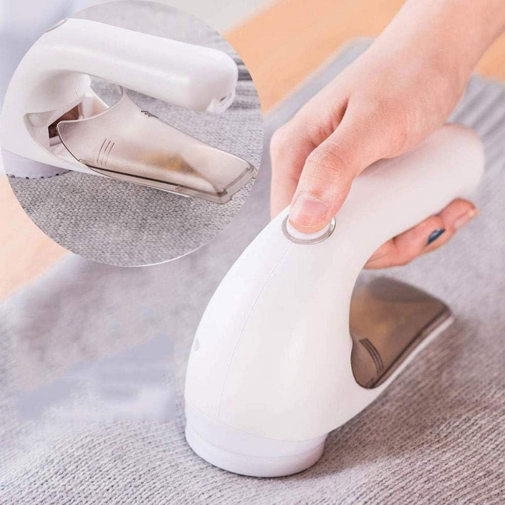 Aparat pentru curatat scame, par si praf, trimmer pentru diferite tipuri de material, cu lame din otel inoxidabil, maner ergonomic, incarcare prin usb, 15x6x9 cm, alb [4]