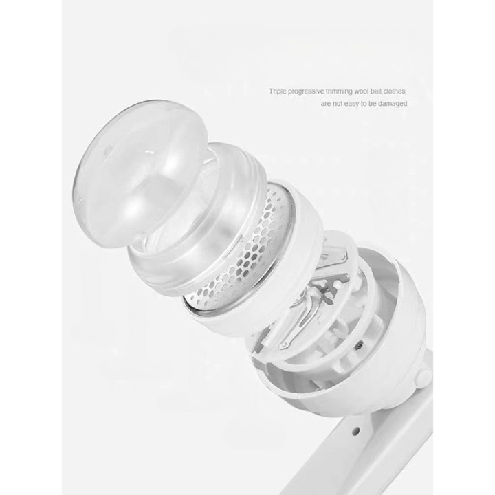 Aparat pentru curatat scame, par si praf, trimmer pentru diferite tipuri de material, cu lame din otel inoxidabil, maner flexibil, incarcare prin usb, 13x8 cm, alb [8]
