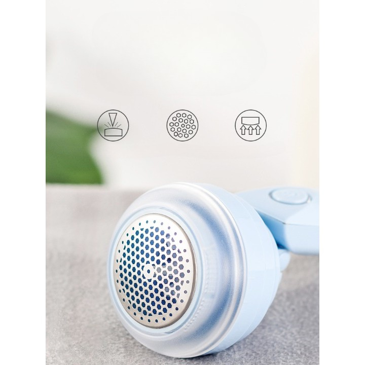 Aparat pentru curatat scame, par si praf, trimmer pentru diferite tipuri de material, cu lame din otel inoxidabil, maner flexibil, incarcare prin usb, 13x8 cm, albastru [7]