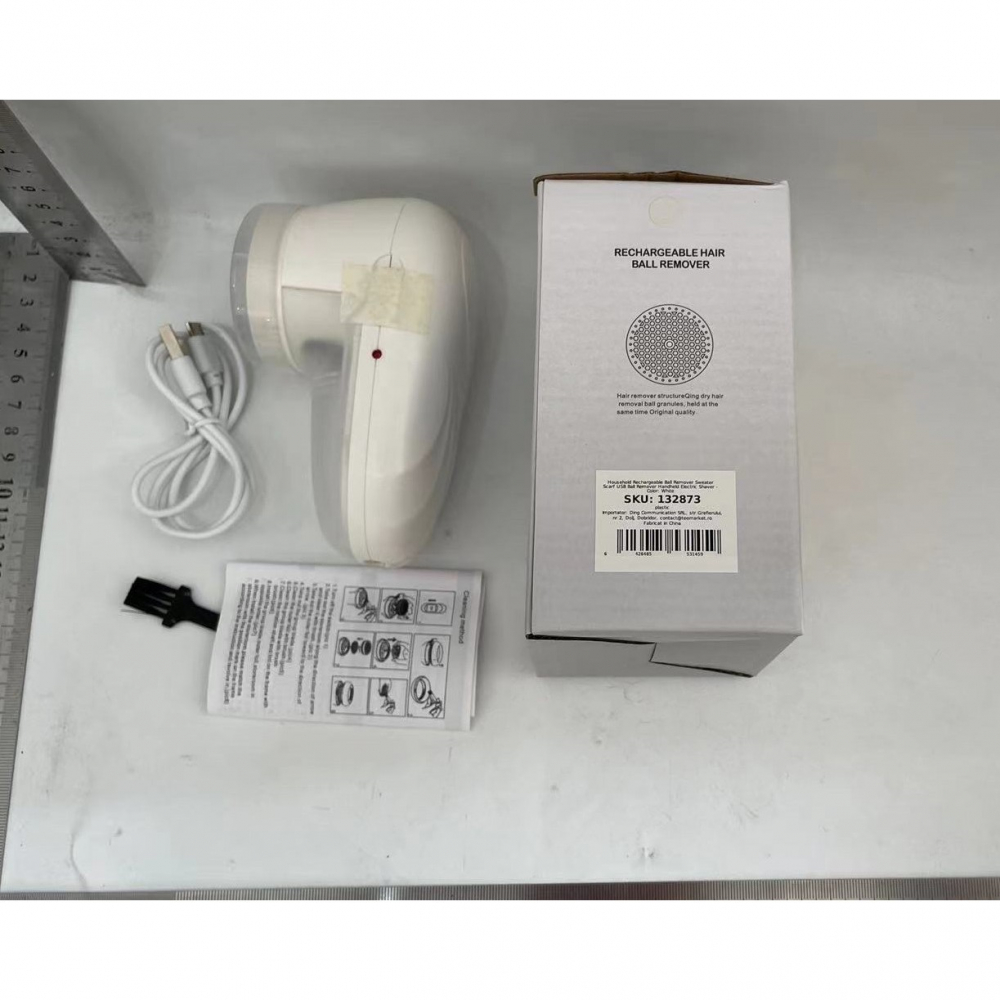 Aparat scame si par haine, electric, usb inclus, periuta curatare, pentru diferite tesaturi, 13 x 6.8 x 5.8 cm, alb [4]