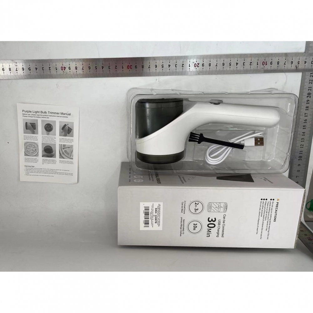 Aparat scame si par haine, electric, usb inclus, periuta curatare, pentru diferite tesaturi, 3 trepte, 20.5 x 8.8 x 7 cm, alb [2]