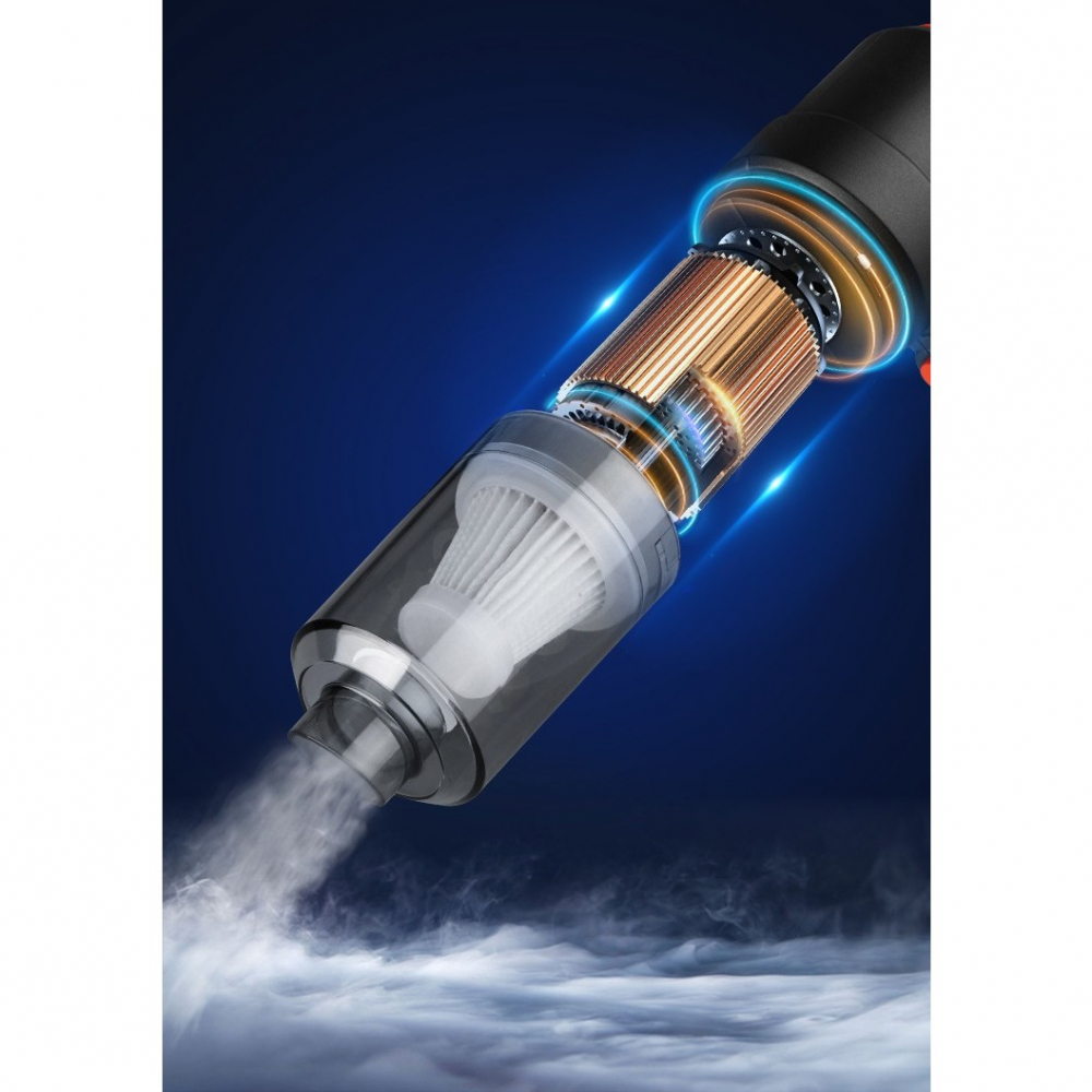 Aspirator portabil fara fir, tip pistol 2 in 1, suflare si aspirare, incarcare usb, pentru casa si masina, autonomie 30 min, negru [4]