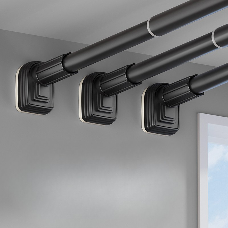 Bara telescopica multifunctionala, din otel inoxidabil si abs, utilizare universala, extensie 220 - 240 cm, fara perforare perete, negru [5]