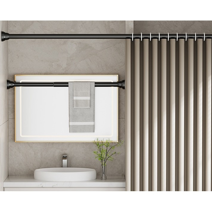 Bara telescopica multifunctionala, din otel inoxidabil, utilizare universala, retractabila 107 - 195 cm, fara perforare perete, negru [3]