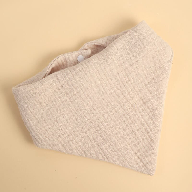 Baveta triunghiulara, din bumbac, pentru copii 0-12 luni, 33x32 cm, rezistenta la apa, crem [2]