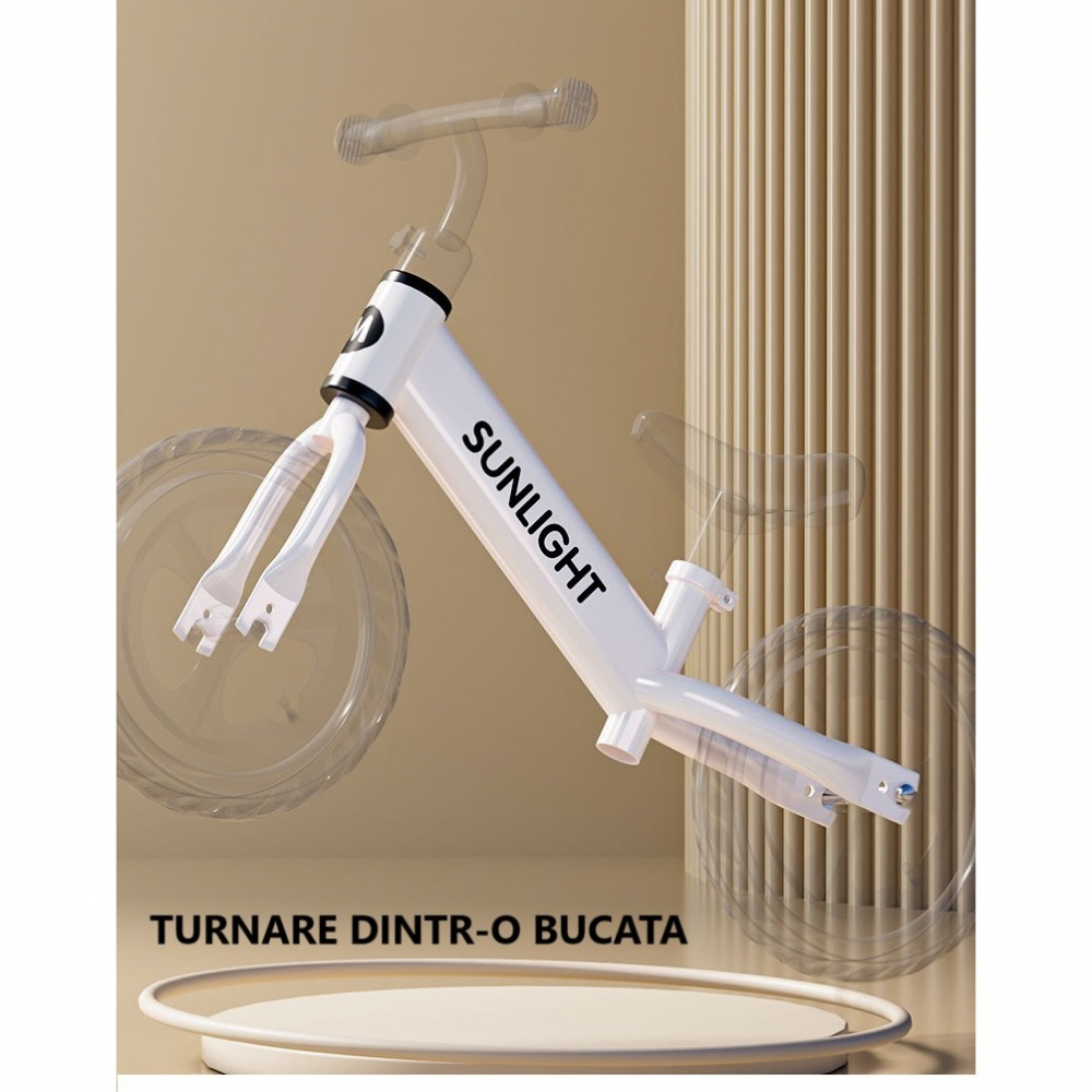 Bicicleta de echilibru, pentru copii, fara pedale, cu doua roti, 2-6 ani, inaltime reglabila, 82 x 55 x 45 cm, alb [5]