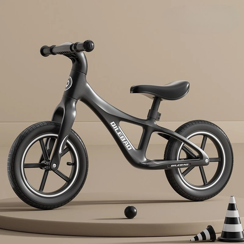 Bicicleta pentru copii, fara pedale, pentru 2-6 ani, 2 roti silentioase, sa reglabila 43 - 58 cm, din plastic si fibra de sticla, 88 x 56 x 43 cm, negru [2]