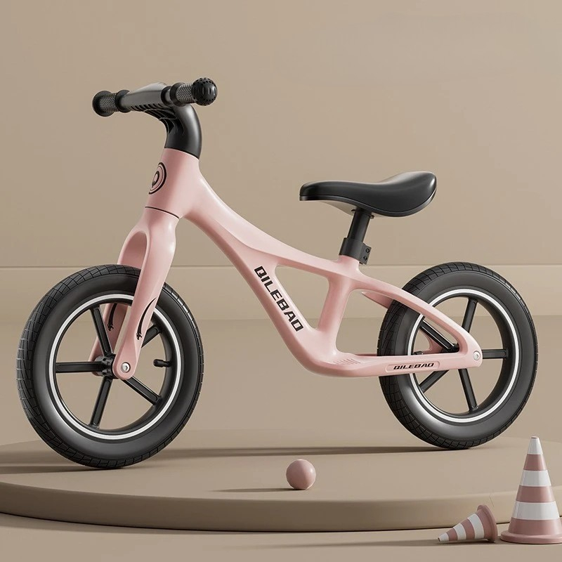 Bicicleta pentru copii, fara pedale, pentru 2-6 ani, 2 roti silentioase, sa reglabila 43 - 58 cm, din plastic si fibra de sticla, 88 x 56 x 43 cm, roz [2]