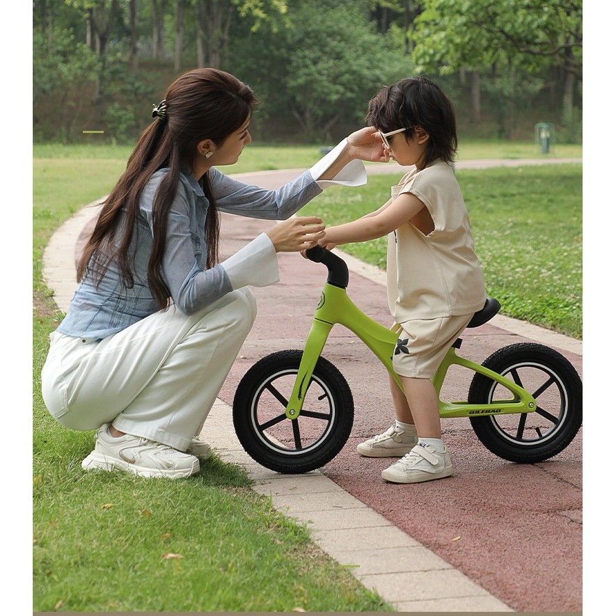 Bicicleta pentru copii, fara pedale, pentru 2-6 ani, 2 roti silentioase, sa reglabila 43 - 58 cm, din plastic si fibra de sticla, 88 x 56 x 43 cm, verde [3]