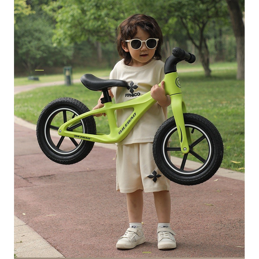Bicicleta pentru copii, fara pedale, pentru 2-6 ani, 2 roti silentioase, sa reglabila 43 - 58 cm, din plastic si fibra de sticla, 88 x 56 x 43 cm, verde [6]