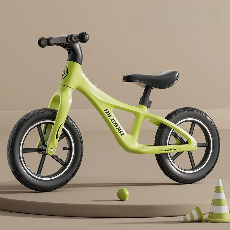 Bicicleta pentru copii, fara pedale, pentru 2-6 ani, 2 roti silentioase, sa reglabila 43 - 58 cm, din plastic si fibra de sticla, 88 x 56 x 43 cm, verde [2]