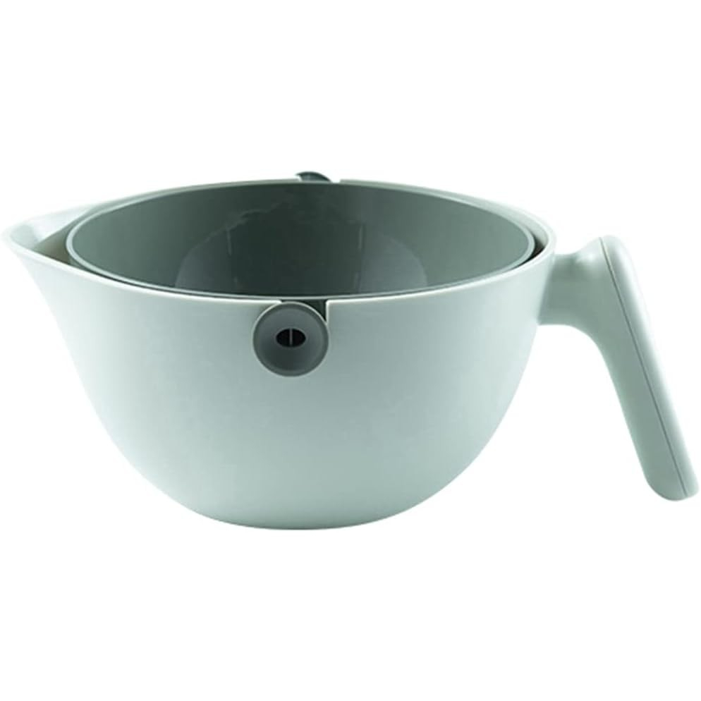 Bol cu doua straturi, pentru fructe, legume, cu cos de scurgere a apei, 2l, din abs+pp, 29.9 x 22.5 x 11.8 cm, verde [1]