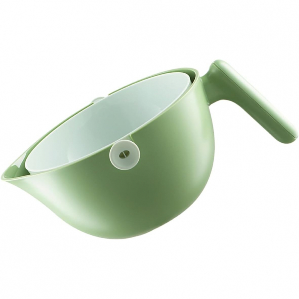 Bol cu doua straturi, pentru fructe, legume, cu cos de scurgere a apei, 2l, din abs+pp, 29.9 x 22.5 x 11.8 cm, verde-alb [5]