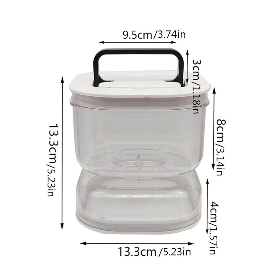 Borcan pentru muraturi, cu separator pentru lichide, ermetic, termorezistent, tip clepsidra, 1400 ml, abs, alb, 13.5x9.5 cm [6]