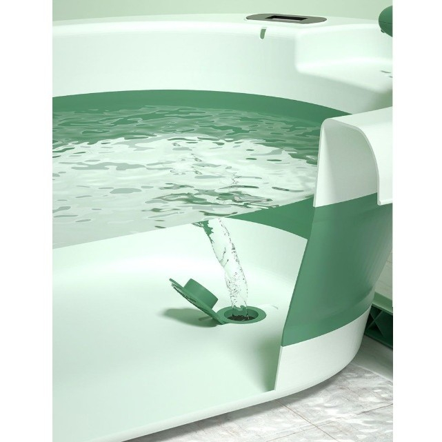 Cada de baie, pentru copii 0 luni - 6 ani, cu termometru, pliabila, perna suport inclusa, din plastic, 81.5 x 49 x 21.5 cm, verde [2]