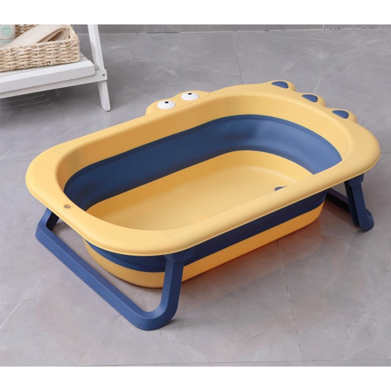 Cada pliabila pentru baie, din pp+tpr, pentru copii 0-6 ani, model crocodil, dop de scurgere, 80x54x21 cm, galben/albastru [2]