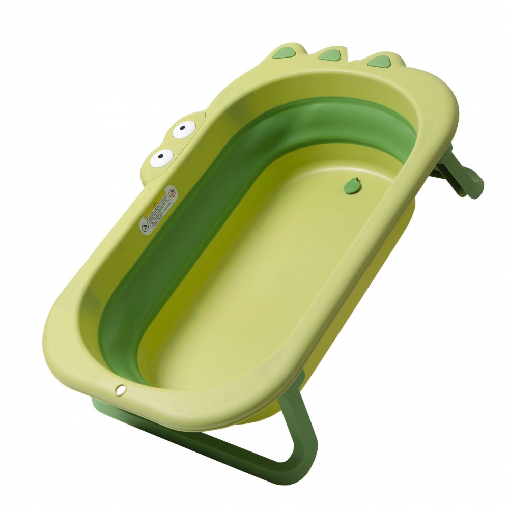 Cada pliabila pentru baie, din pp+tpr, pentru copii 0-6 ani, model crocodil, dop de scurgere, 80x54x21 cm, verde [1]