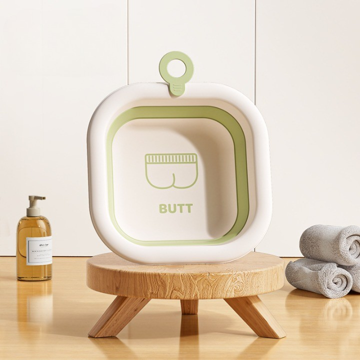 Cada pliabila pentru baie pentru copii, cadita pentru bebelusi, model patrat pentru fundulet, verde, 30x30x3.5 cm, 3.5 l [4]