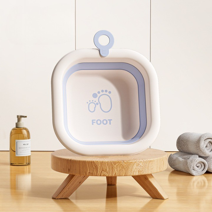 Cada pliabila pentru baie pentru copii, cadita pentru bebelusi, model patrat pentru picioare, albastru, 30x30x3.5 cm, 3.5 l [3]