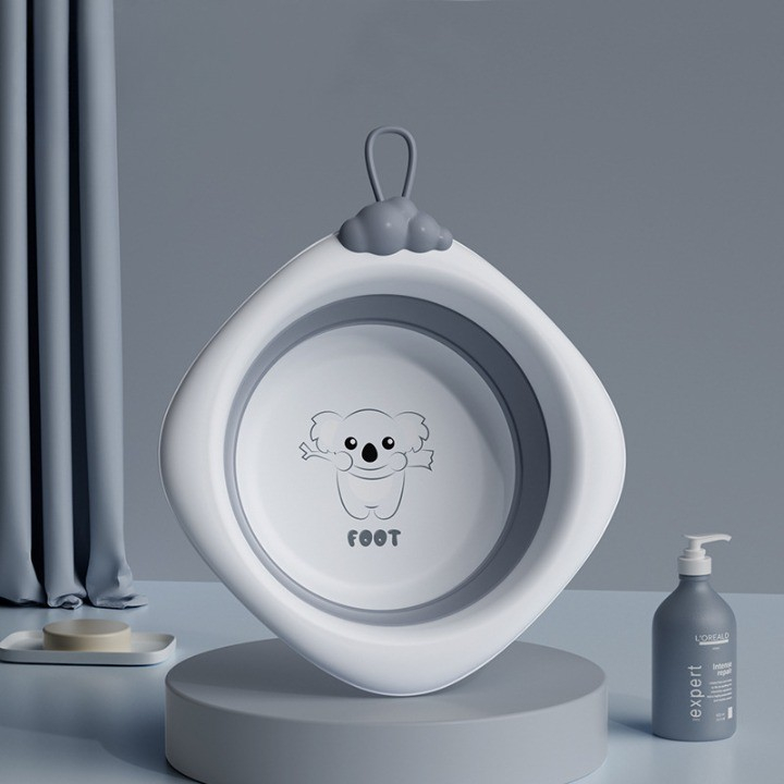 Cada pliabila pentru baie pentru copii, cadita pentru bebelusi, model romb pentru picioare koala, gri, 30x30x3.5 cm, 4l [8]
