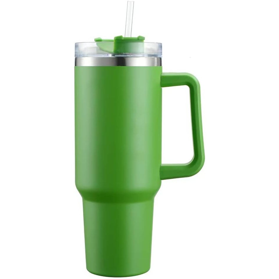 Cana termos din plastic, pentru bauturi calde si reci, cu maner, 9.9x9.9x27 cm, verde [4]