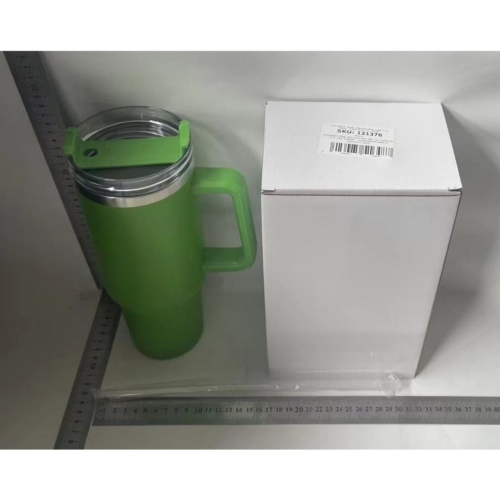 Cana termos din plastic, pentru bauturi calde si reci, cu maner, 9.9x9.9x27 cm, verde [2]